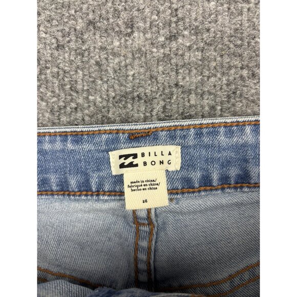 Billabong Denim Shorts Womens 26 Light Wash Cutoff Raw Hem Frayed High Rise - Picture 2 of 6